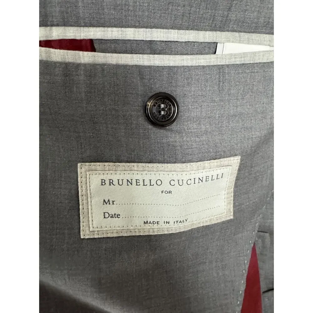 Brunello Cucinelli Gray Wool Silk Unstructured Blazer Suit Jacket 60 50R US Men